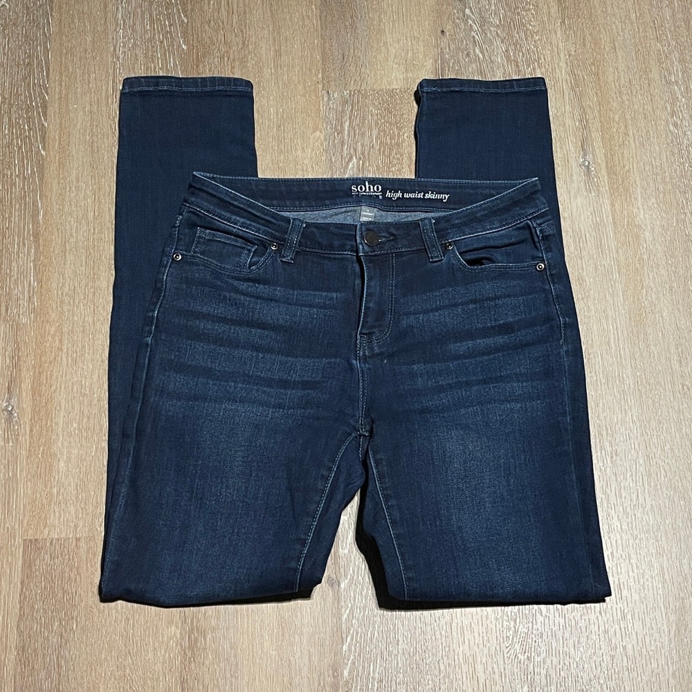 SOHO High Waist Skinny Jeans Women's Size 4 Dark Wash Denim Stretchy EUC - Picture 2 of 10